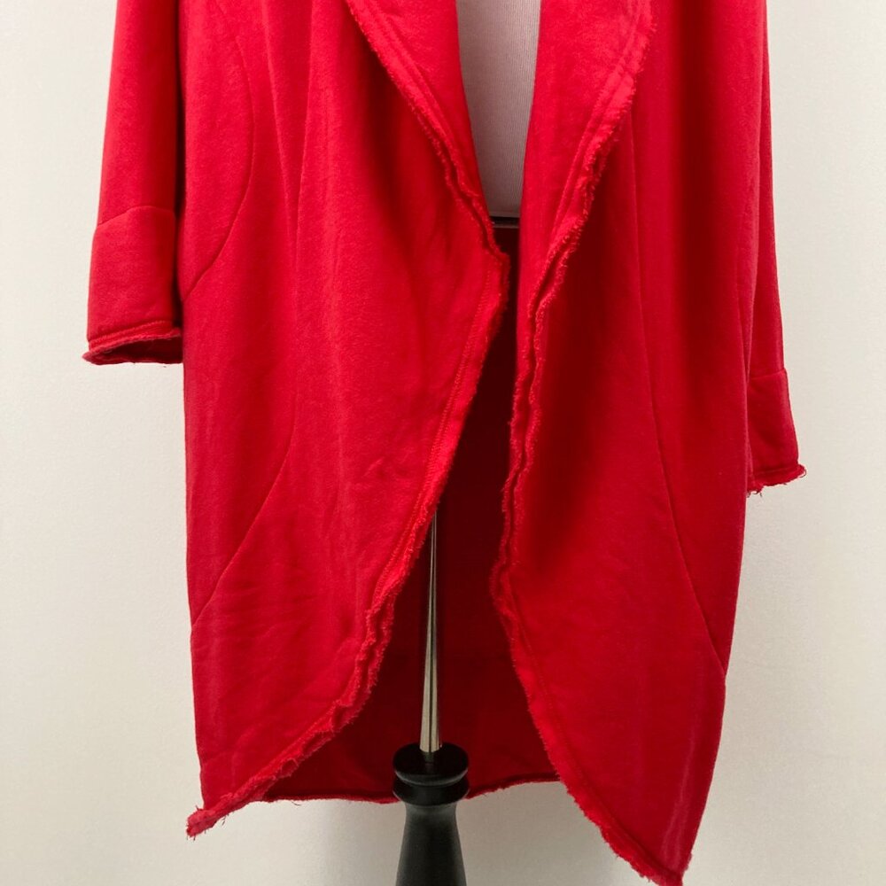 Bryn Walker Didion Wrap Coat in Rosehip Fleece Size M Bamboo Organic Cotton Red - Picture 4 of 12